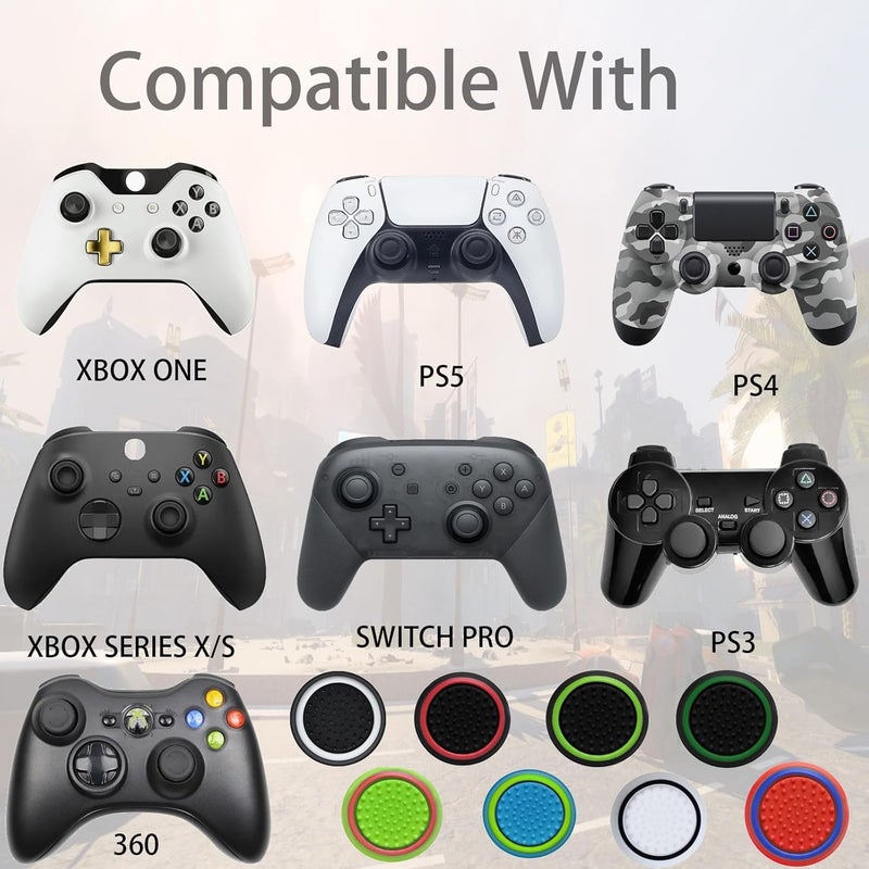 CTHTBZ 24PCS Non-Slip Silicone Analog Joystick Thumb Stick Grip Caps for PS2, PS3, PS4, PS5, Xbox One, Xbox Series X/S, Xbox 360, Switch Pro Controller (Black&White) - Image 3